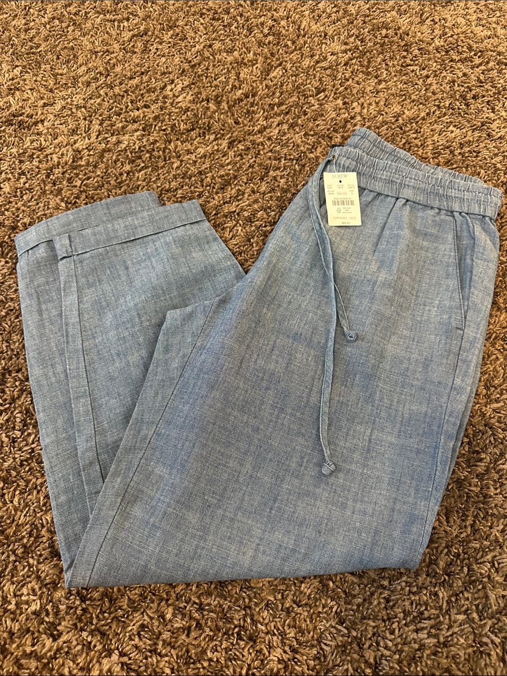 NWT- J.Crew Chambray Drawstring Pants
